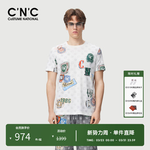 T恤男夏季 奥莱logo满印短袖 CNC男装 旅行假日系列打底衫 100%棉