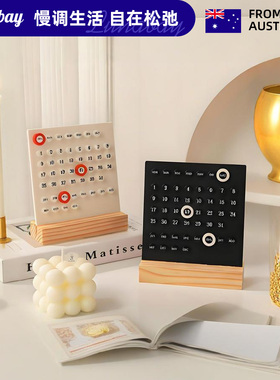 Lunabay澳大利亚北欧风万年木质高颜值亚克力日历桌面摆件   LB28