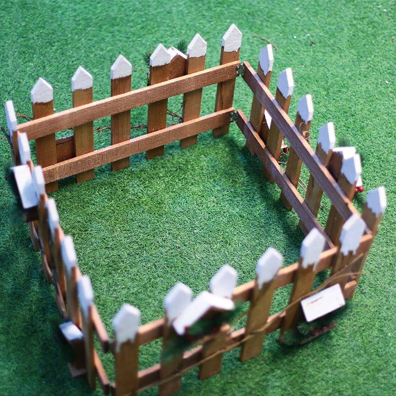 圣诞节装饰品欧式原木色围栏木质栅栏篱笆护栏酒店商场场景布置