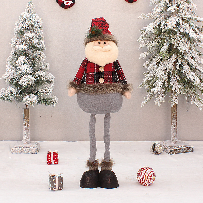 圣诞节可伸缩老人公仔摆件雪人麋鹿娃娃商场橱窗布置摆件装饰用品