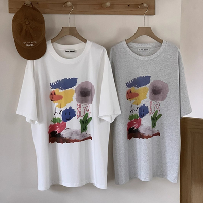 ELOF01144# 官图 21支纯棉210克（100%棉）童趣蜡笔涂鸦印花圆领