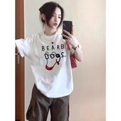 T恤女宽松大码 ELOF01432 印花 100%棉 短袖 官图 21支纯棉210克