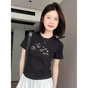 ELOF2119#官图 实价 纯棉40支220克（92%棉8%氨纶）正肩短袖T恤女