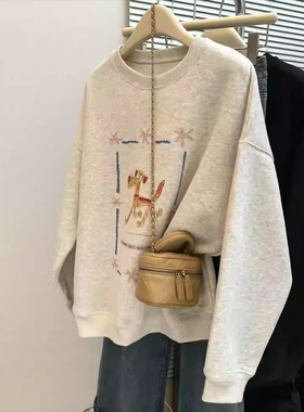 ELOF5581# 官图 实价 华棉复合-薄款310g加绒400g 圆领卫衣女秋冬