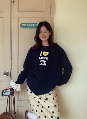 ELOF3159# 官图 21支纯棉-210克（100%棉） 春装长袖T恤女宽松上