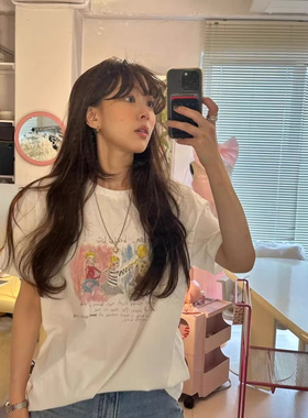 ELOF01158# 官图 21支纯棉210克（100%棉）编辫子的们印花T恤