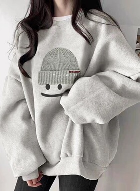 ELOF5575# 官图 实价 华棉复合-薄款310g加绒400g 圆领卫衣女秋冬