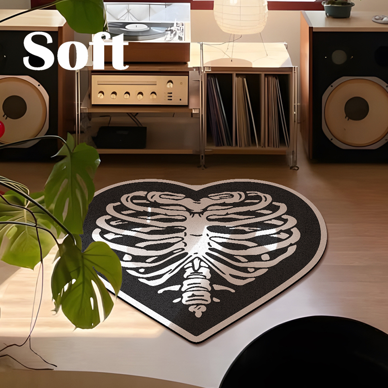 黑白哥特爱心潮流卧室地毯客厅沙发茶几家用衣帽间圆毯防滑床边毯