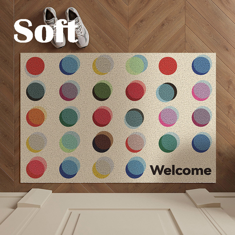 彩色圆点包豪斯入户门地垫丝圈玄关耐磨除尘可裁剪免清洗进门脚垫