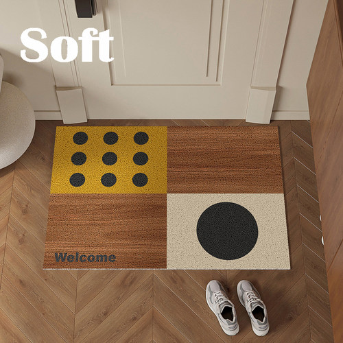 包豪斯圆点复古入户门地垫丝圈玄关耐磨除尘可裁剪免清洗进门脚垫