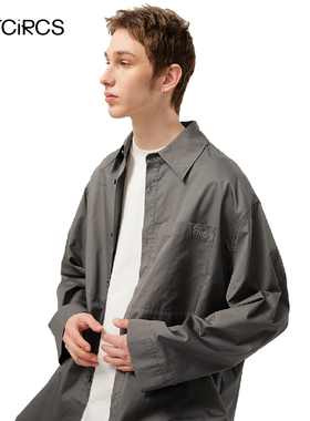 OUTCiRCS口袋长袖衬衫春夏男女日本进口光泽感全棉不易皱衬衣外套