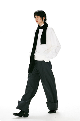 OUTCiRCS长裤翻折阔腿裤