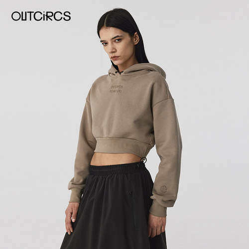OUTCiRCS短款LOGO连帽卫衣春秋款