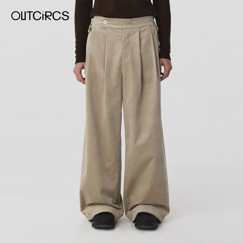 OUTCiRCS做旧感灯芯绒直筒裤春秋