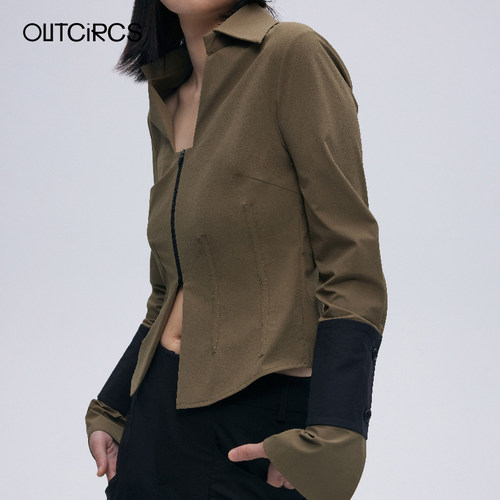 OUTCiRCS修身简约拉链袖口衬衫