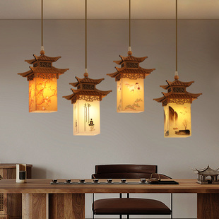新中式禅意餐厅吊灯复古创意个性茶室玄关吧台餐桌灯日式民宿灯具