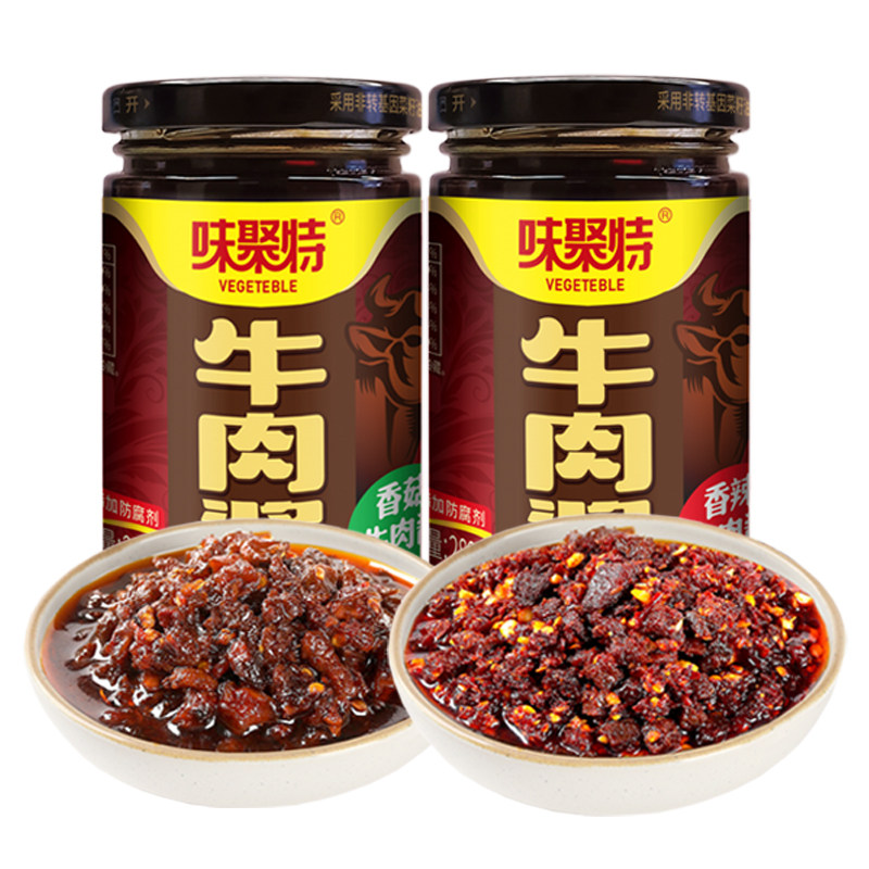 味聚特香辣香菇牛肉酱280g下饭菜拌饭酱四川特色香辣即食开味瓶装