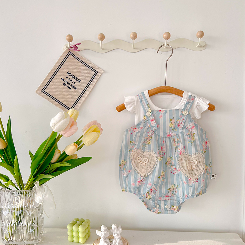 婴幼儿夏季新款公主飞袖背带哈衣