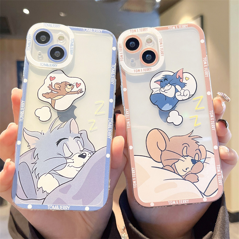 情侣睡觉猫和老鼠适用iPhone13手机壳15promax苹果14pro新款12mini创意11可爱17卡通16全包8plus防摔7保护套6