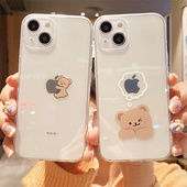 可爱创意小熊适用iphone13promax苹果12手机壳15 xr软6sp防摔套 8plus情侣女17 14plus透明11硅胶17 16全包7