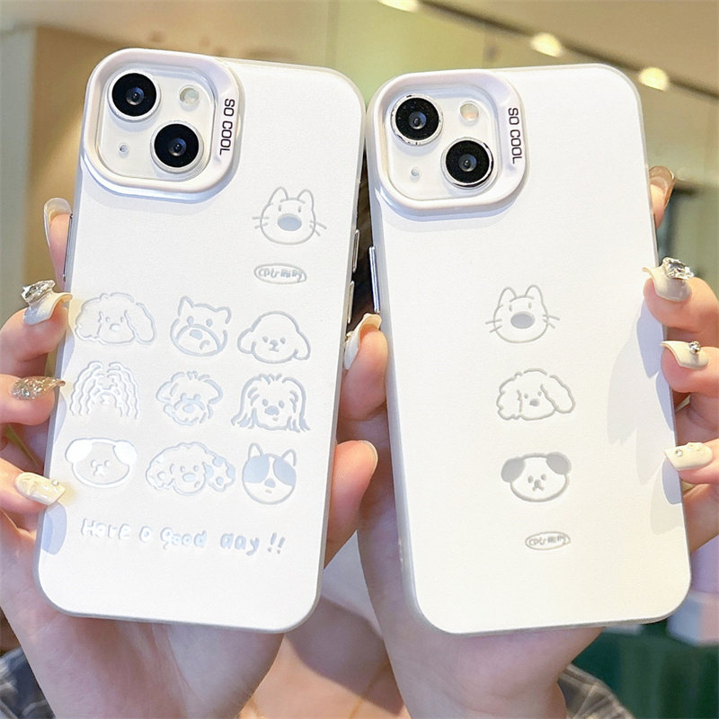 卡通小狗适用iphone15手机壳苹果16promax新款14plus情侣13高级感12mini男女11简约17硬壳xr磨砂8plus个性7/6