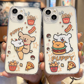 汉堡雪糕小狗适用苹果16promax手机壳iphone15情侣14plus可爱13创意12mini新款 11卡通17男女xr一对8 6全包