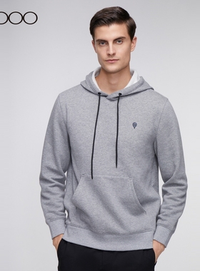 G2000男装春秋新款灰色长袖百搭简约套头连帽抽绳设计卫衣男*