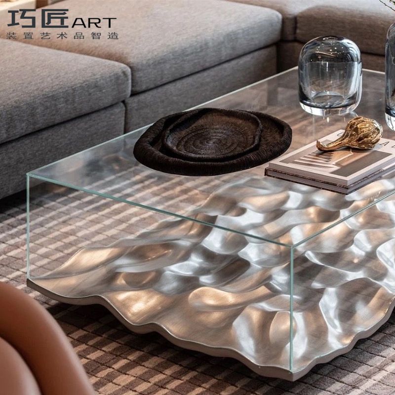 MATHIEU LEHANNEUR液体大理石桌 酒店大堂波浪艺术家具雕塑落地饰