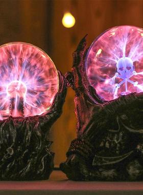 静电球感应离子魔法闪电创意骷髅手触摸电子摆件礼品水晶魔灯新款