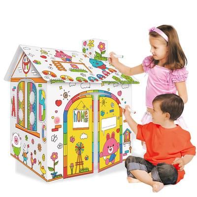 diy玩具儿童手工立体拼装涂鸦纸纸箱房子屋制作幼儿园模型纸板可