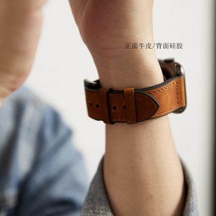 适用iwatch applewatch s11 10 8 9苹果手表带 硅胶皮质42mm 46mm