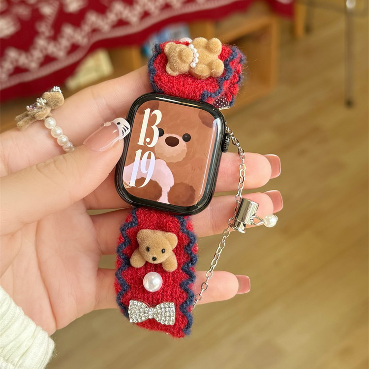 iwatch10/11可爱小熊编织表带