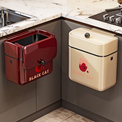 日本厨房垃圾桶家用2025新款挂式大号大容量带盖高颜值免弯腰高档