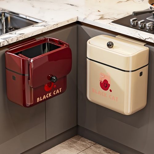 日本厨房垃圾桶家用2025新款挂式大号大容量带盖高颜值免弯腰高档