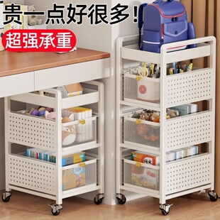 日本碳钢书包置物架可移动小推车放书本收纳架桌下多层带滑轮神器