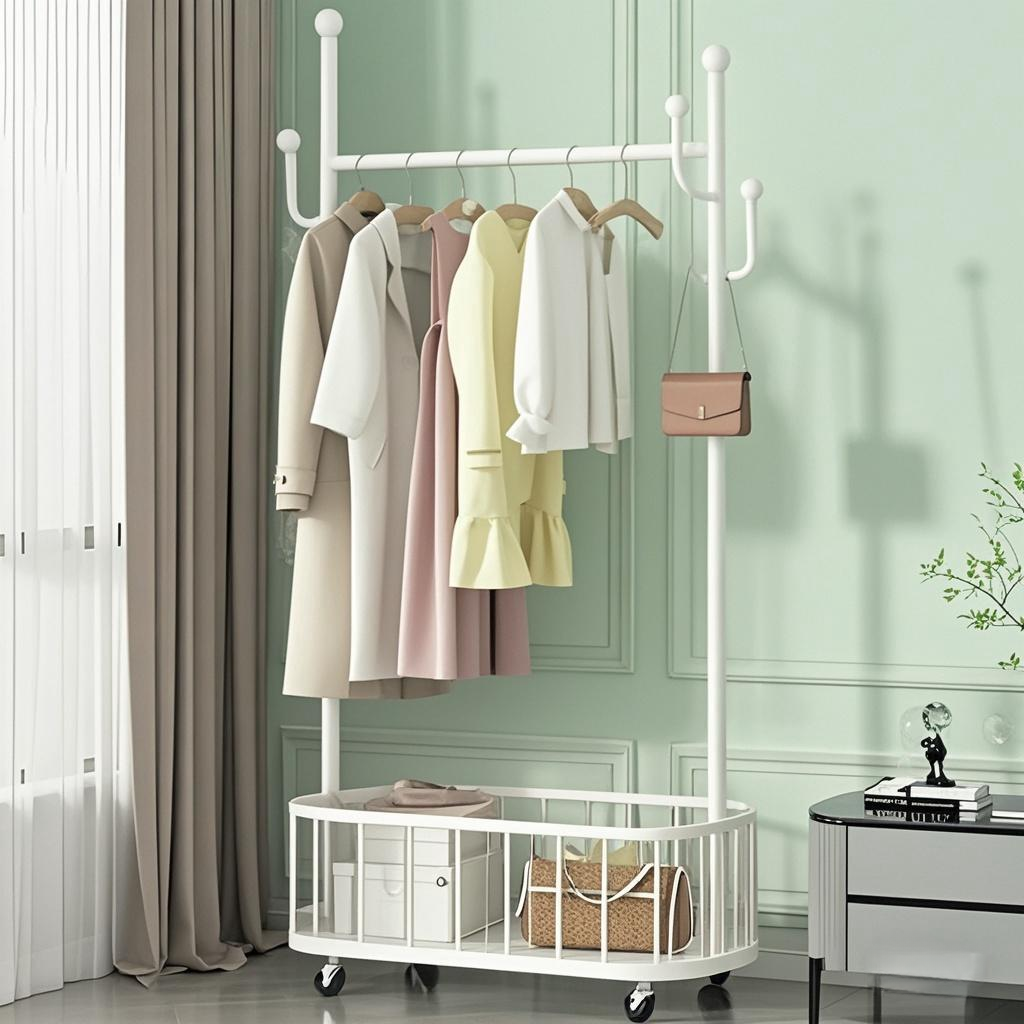 日本落地衣架卧室衣帽架可移动
