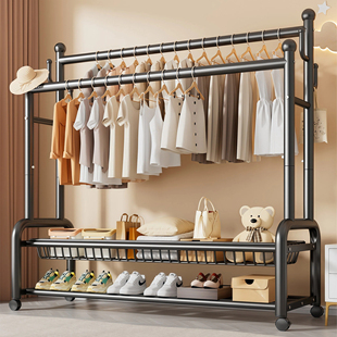 日本衣架卧室落地结实耐用衣帽架2025新款可移动晾衣架加粗加厚款