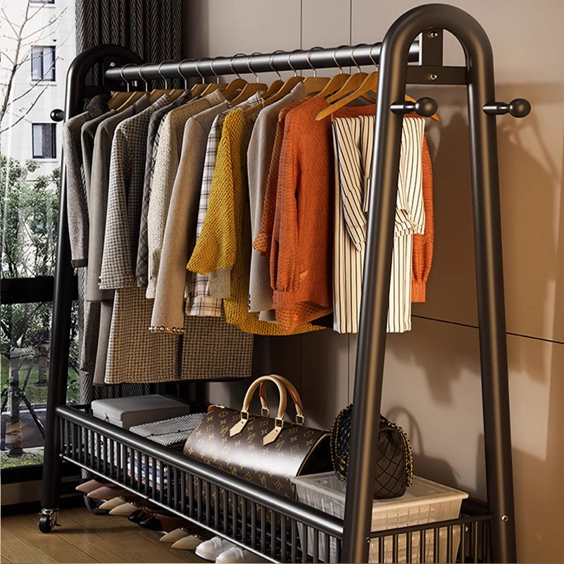 可移动衣架室内衣服收纳落地挂架