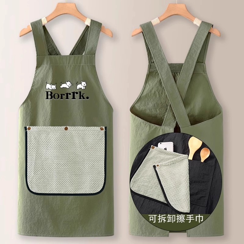 日本可擦手围裙厨房家用2025新款做饭防水防油工作服餐饮专用秋季