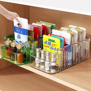 日本多功能调料收纳盒分格厨房瓶罐料包整理盒家用袋装调料置物架