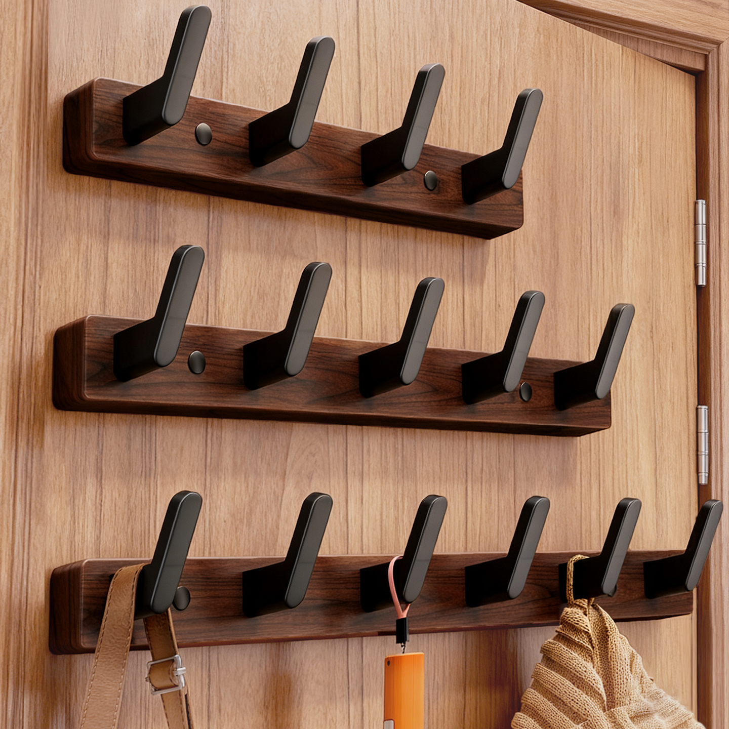 【胡桃木】日本门后挂钩挂衣架