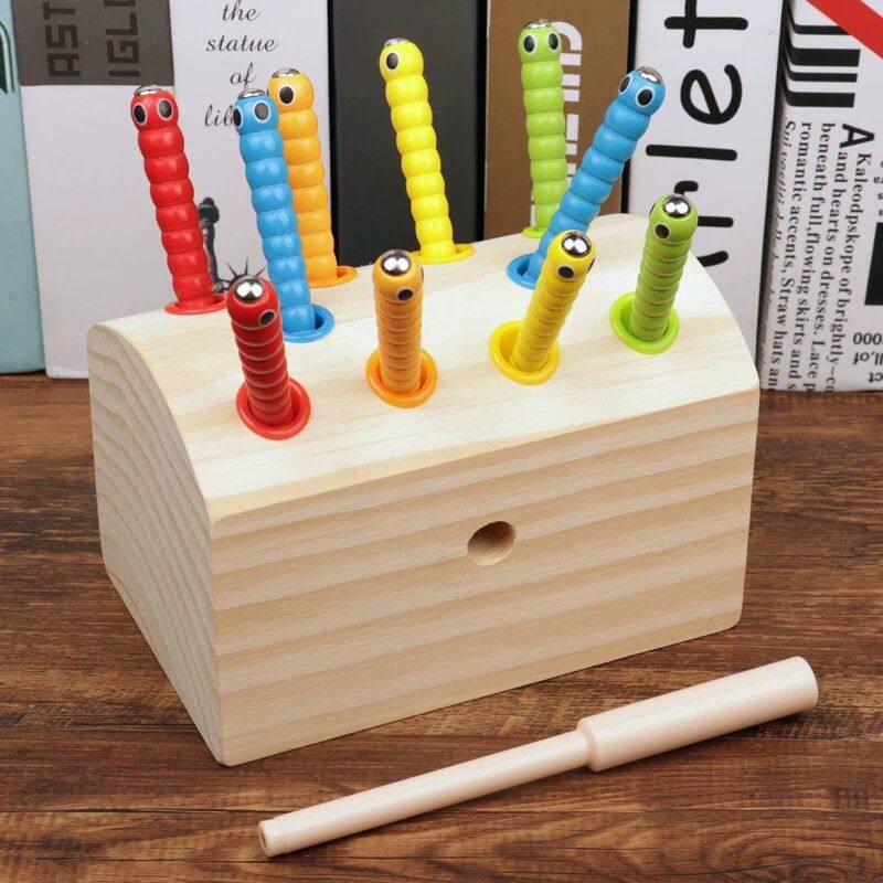 磁吸式抓虫训练木制益智玩具 幼儿手眼协调发展早教配对教具