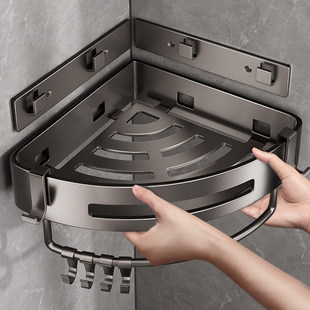 304不锈钢卫生间置物架壁挂免打孔转角厕所可拆卸三角篮浴室收纳