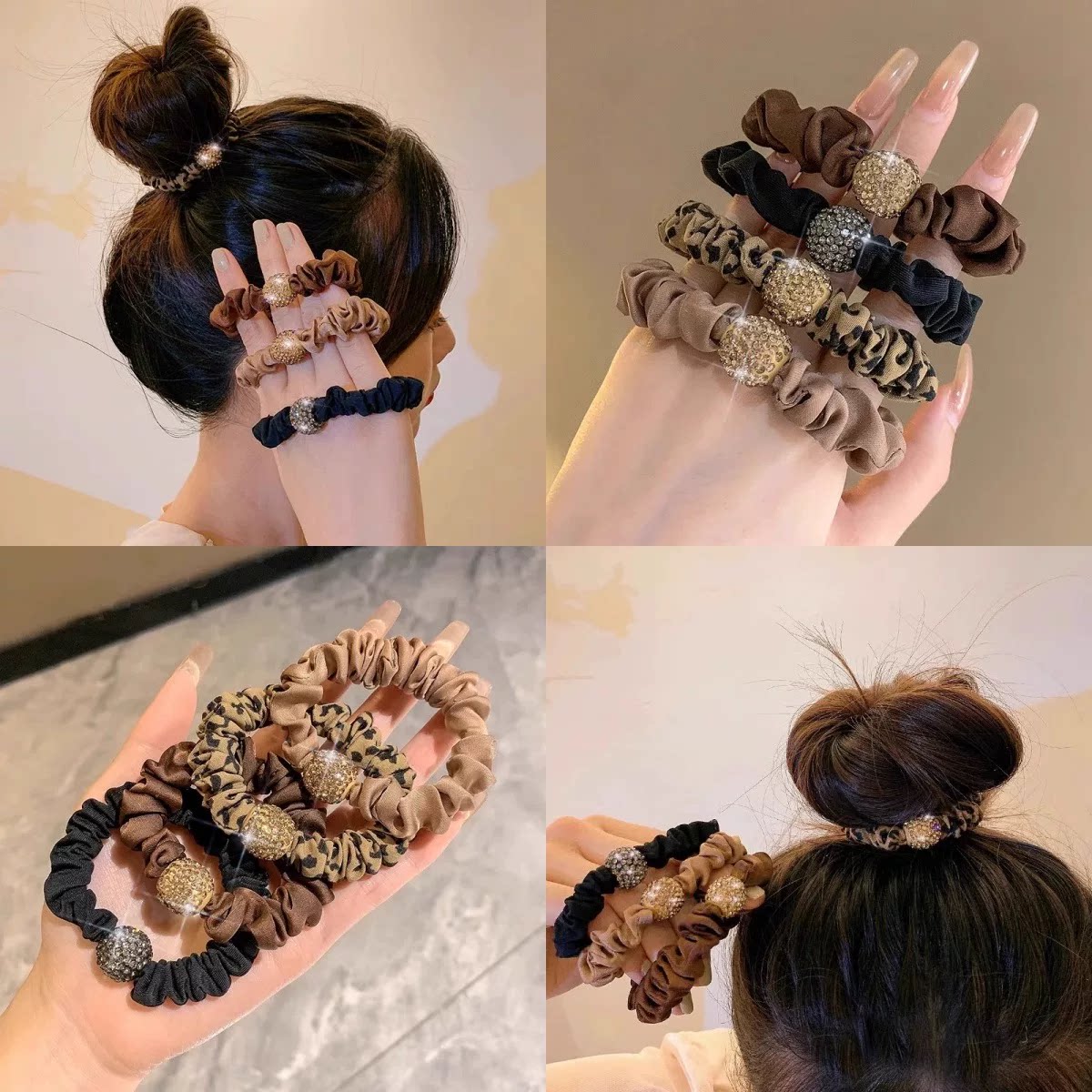 复古水钻大肠发圈高级感新款头绳春夏发绳女 扎头发皮筋ins高颜值
