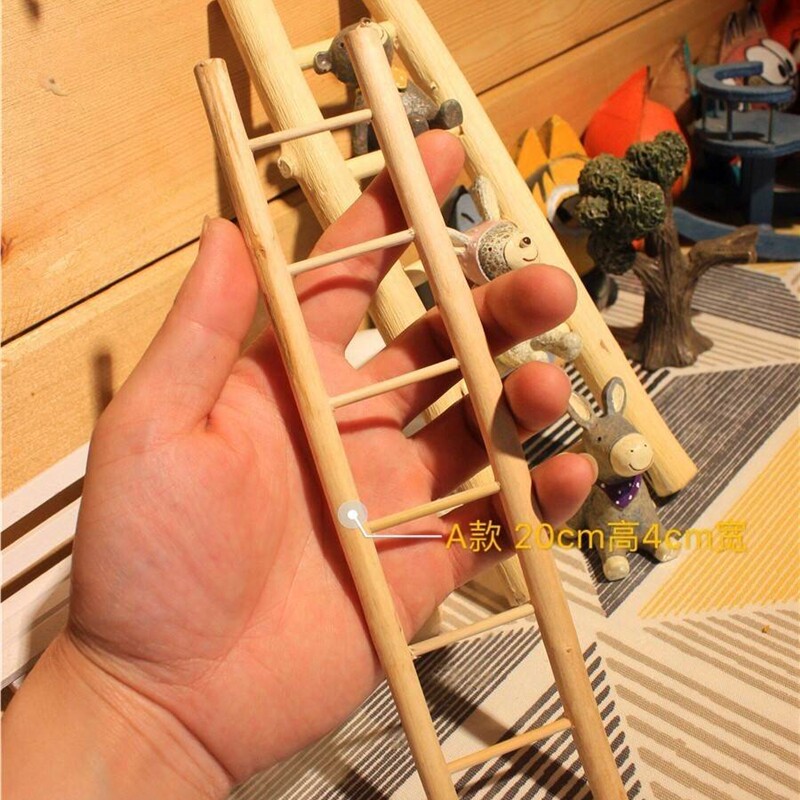 悦积分迷你木梯子小梯子装饰拍照道具微景观手工桌面摆件