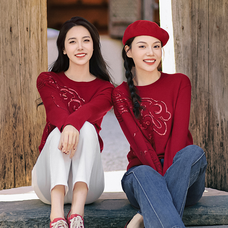 谭飞好彩龙毛衫羊毛针织衫百搭