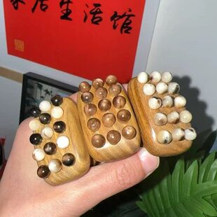 【马年吉祥】绿檀木小马小黄牛3排珠黑眼圈眼袋印地安纹法令