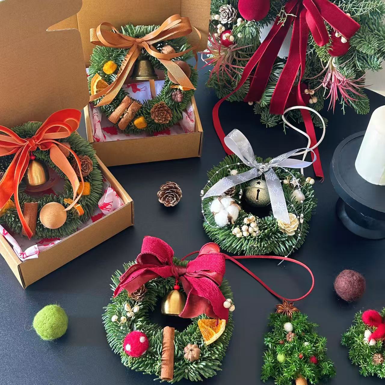 圣诞节诺贝松藤编小花环diy材料