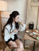 百搭丝绒短裤 PEACHES 富贵千金气质法式 防晒衬衫 ALL DAY燕麦甜茶