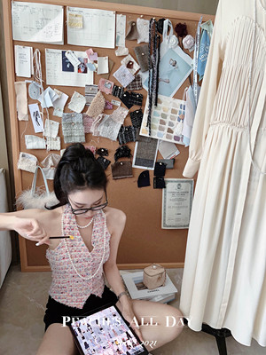 du家粗花呢马甲珠宝纽扣